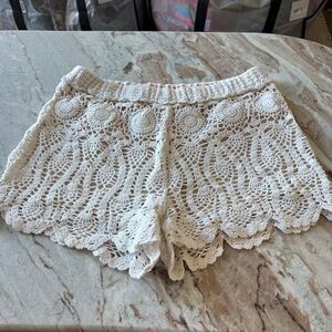Elegant Cream Lace Women Shorts